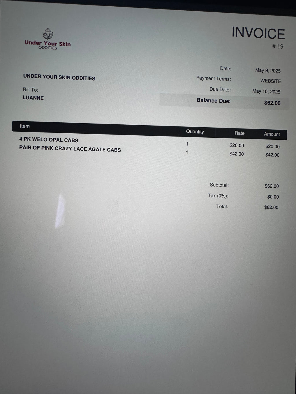 Luanne order may 9th 2025