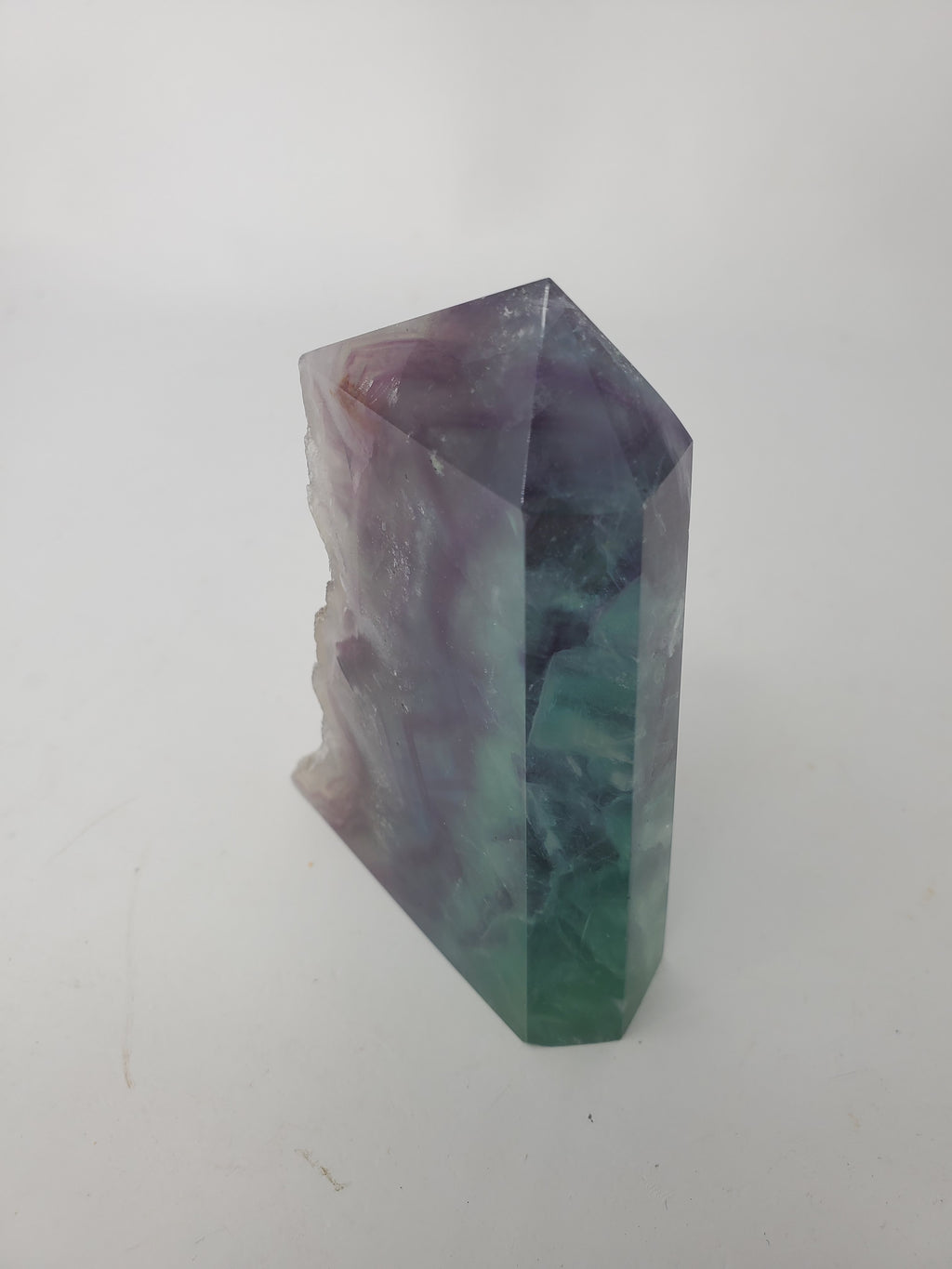 Rainbow fluorite tower w/quartz druzy