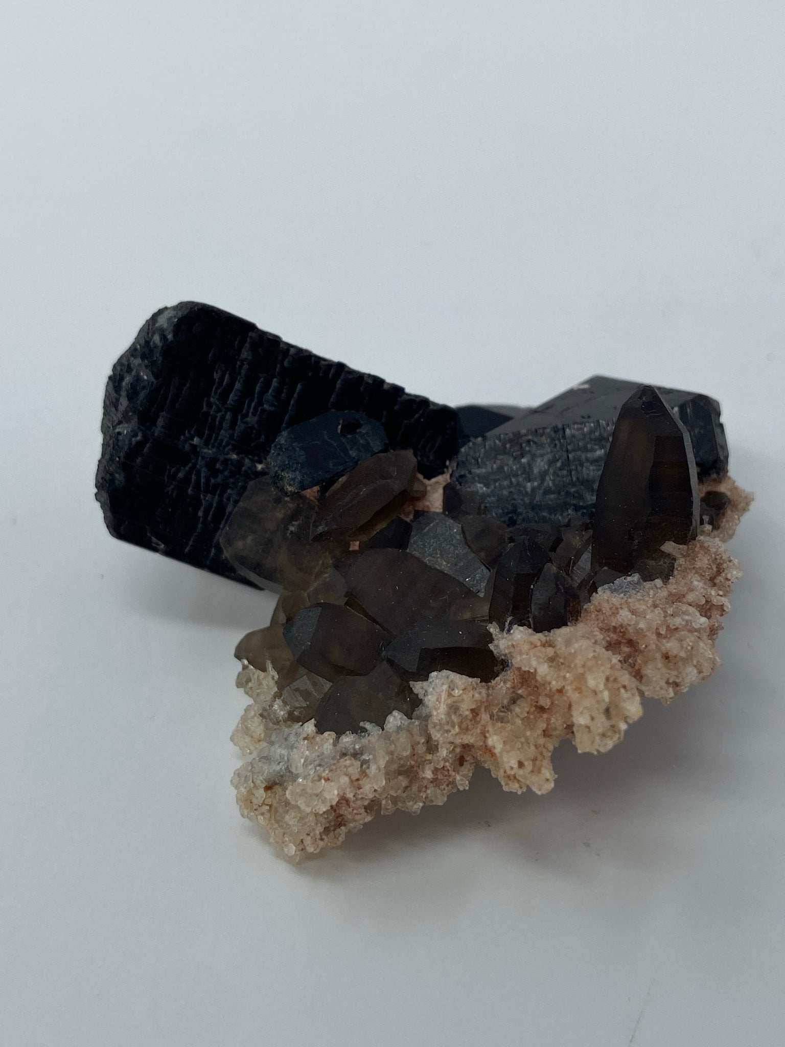 Schorl Black Tourmaline, Dark Smoky Quartz & Hyalite Opal