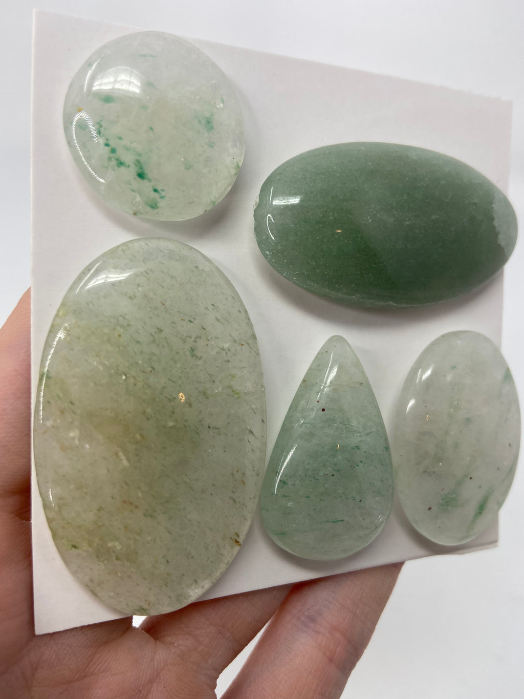 Green Aventurine in Quartz Cabocon set