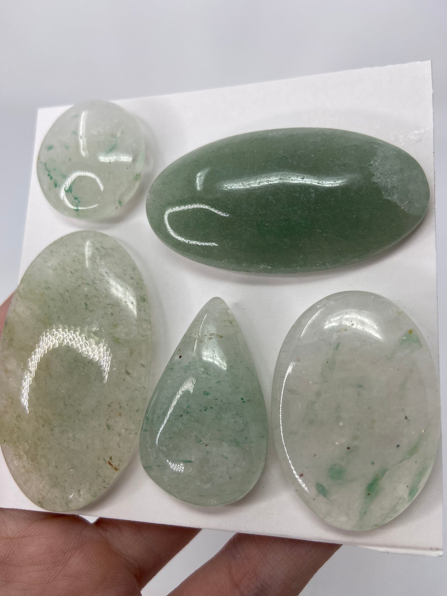 Green Aventurine in Quartz Cabocon set