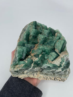 Large Rare Green Cubic Double Crystalline Fluorite