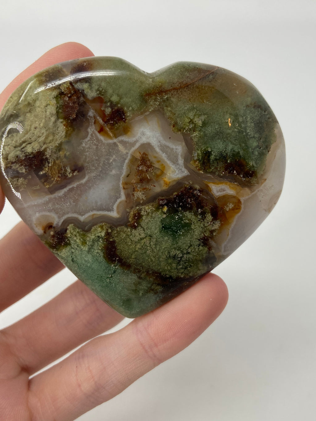 Druzy Moss Agate Heart