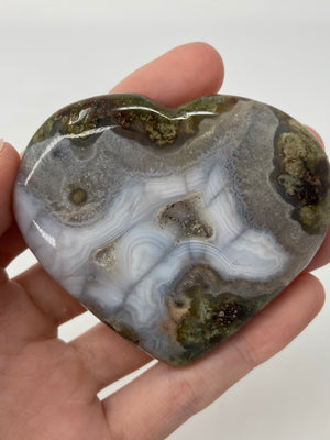 Druzy Moss Agate Heart