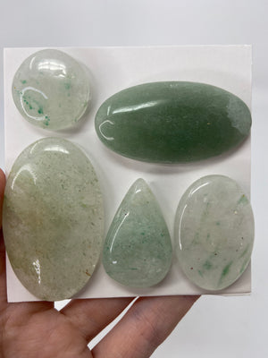 Green Aventurine in Quartz Cabocon set