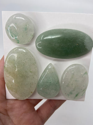 Green Aventurine in Quartz Cabocon set